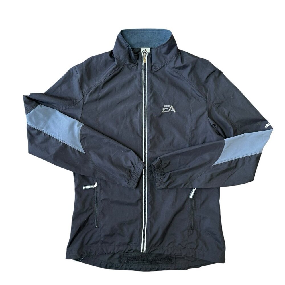 Alo Windbreaker Jacket Womens Large Lightweight Breathable Full Zip Black Logo - Picture 2 of 10